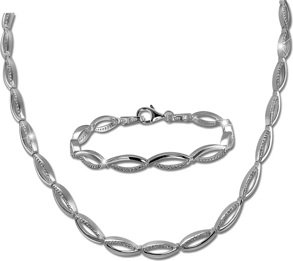 Parure Bijoux Femme Mariage Soirée Collier Bracelet Argent Zirconia
