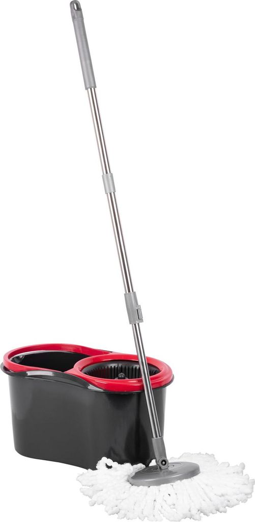 A spin mop and bucket cleaning set against a white background.