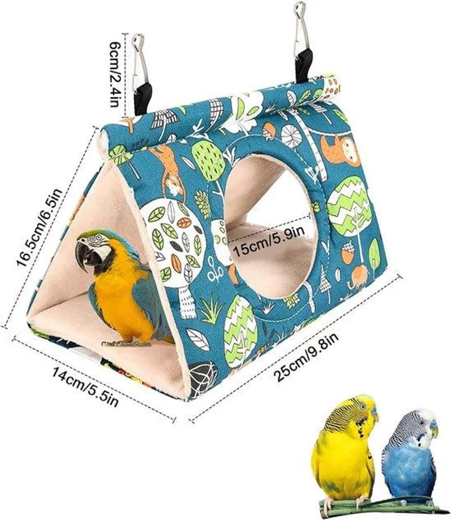 Lit suspendu pour oiseaux Nid d'Oiseau en peluche bleue - Taille M