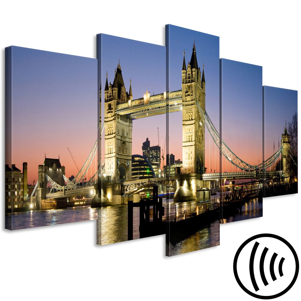 Akustikbild Stadt London 200x100 cm Bilder Akustikschaum Hochleistungsschallabsorber Schallschutz Leinwand 5 tlg Wandbild Raumakustik Schalldämmun...