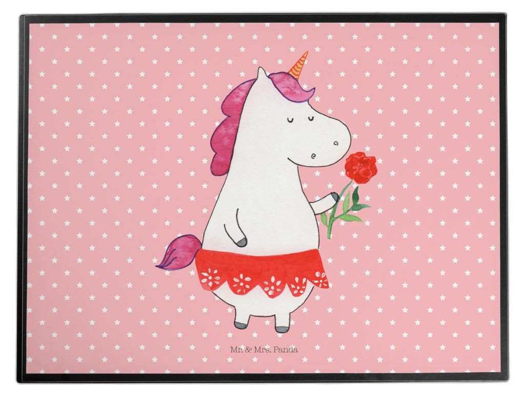 Mr. & Mrs. Panda schreibtischunterlage Einhorn Dame - Rot Pastell - Geschenk, tischauflage, Schreibunterlage, Bachelorette, Trennung, Einhörner, t...