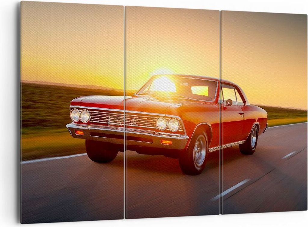 Bild auf Leinwand - Leinwandbild - Auto Straße - 165x110cm - Wand Bild - Wanddeko - Wandbilder - Leinwanddruck - Bilder - Kunstdruck - Wanddekorat...