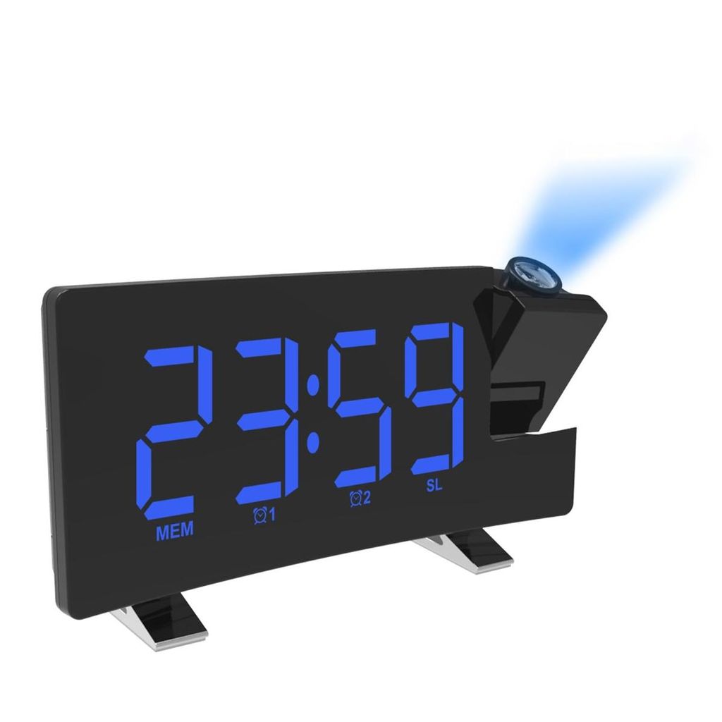 8” Digitaler Radiowecker mit Projektion, LED Uhr, Digitaler Wecker FM 76–108 MHz, Auto Dimmer, Snooze, USB
