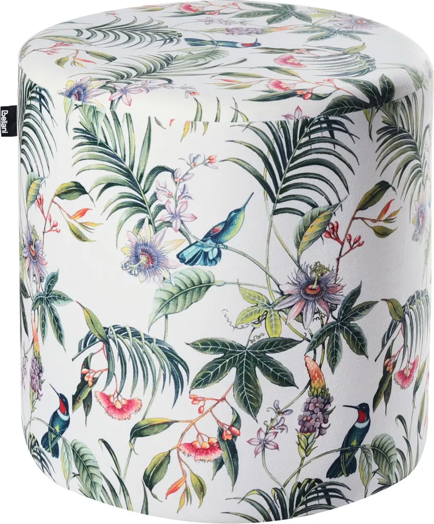 Beliani Pouf en Velours Multicolore Motif Floral Design Rond Moderne