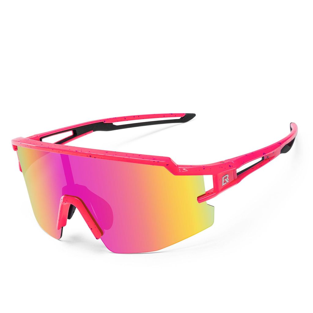 ROCKBROS Fahrradbrille Kinder Sportbrille, Polarisierte Sonnenbrille UV400 Radbrille Winddicht TR90 Rosa
