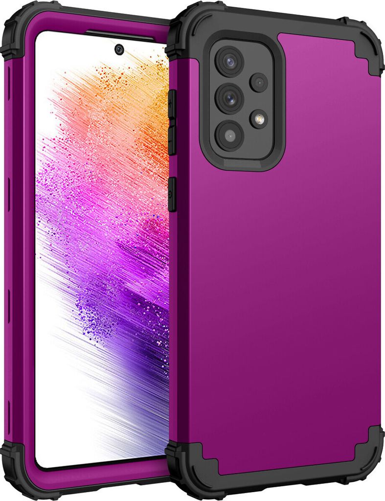 Galaxy A73 5G Hülle, 3 in 1 Hybrid PC TPU Stossfest Robust Schutzhülle für Samsung Galaxy A73 5G Lila