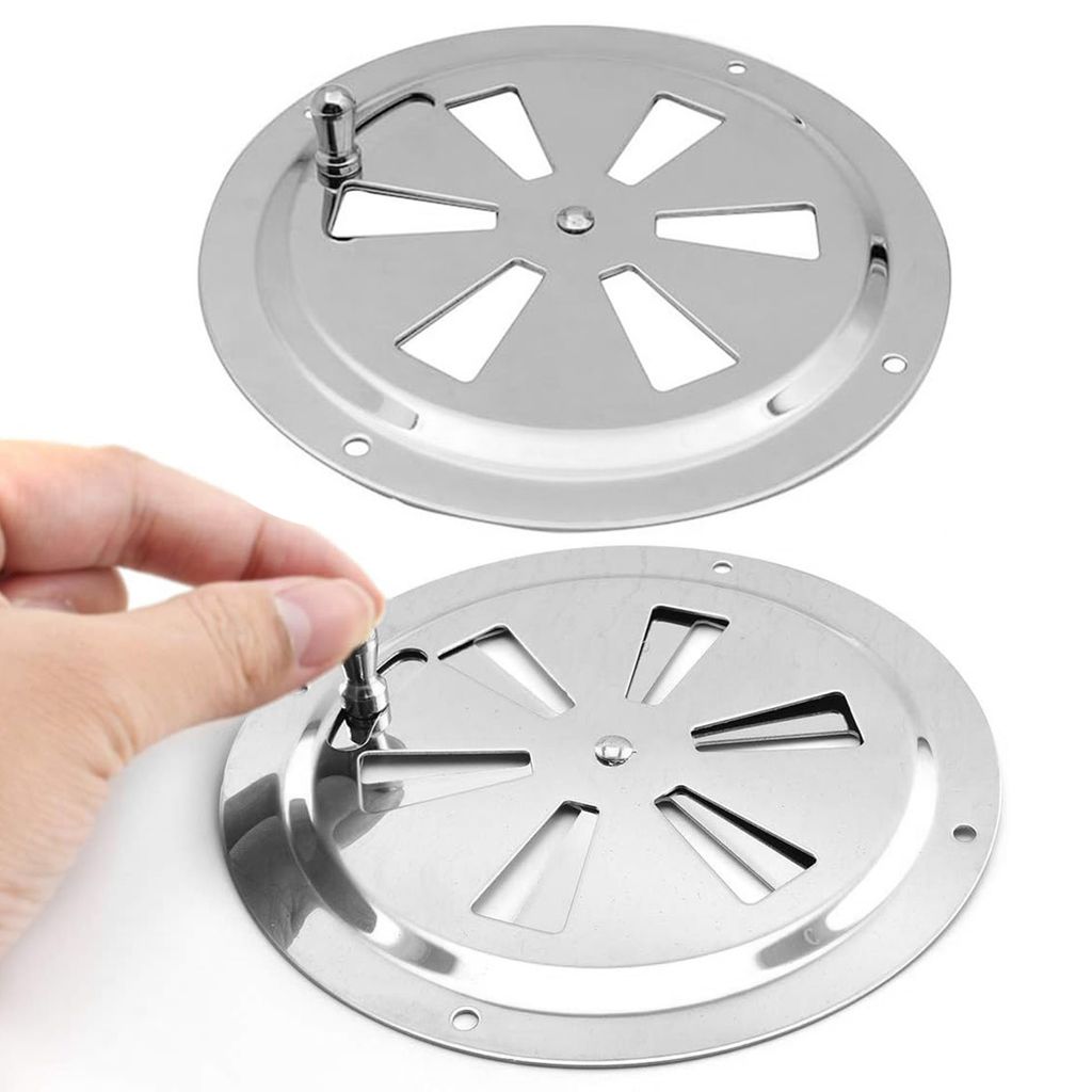 3 Stück Edelstahl Lüftungsrosette 125mm Lüftungsblech Rundlüfter Verschließbar Lüfterblech Kiemenlüfter Rund Edelstahlgrill für Smoker Boot...