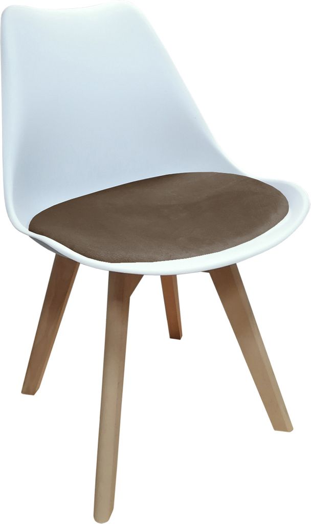 Design-Stühle mit Kunststoffschale Samt-Sitzkissen Skandinavischer Look für Esszimmer und Küche