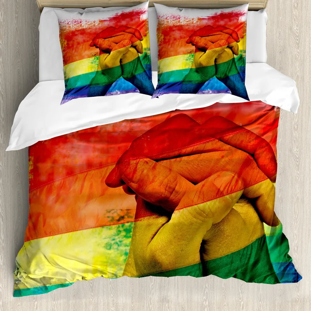 Copripiumino Moderno ABAKUHAUS: Coppia Gay e Colori Pop 155x220 cm