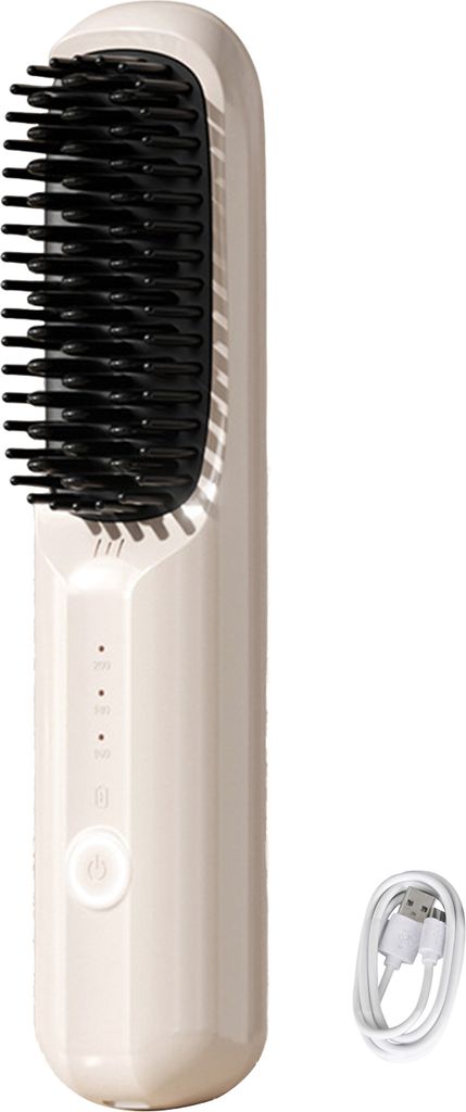Kabellose Haarglätterbürste, 3 einstellbare Temperaturen, schnelle Erwärmung, wiederaufladbar über USB, tragbare Heißbürste mit negativen Ion...