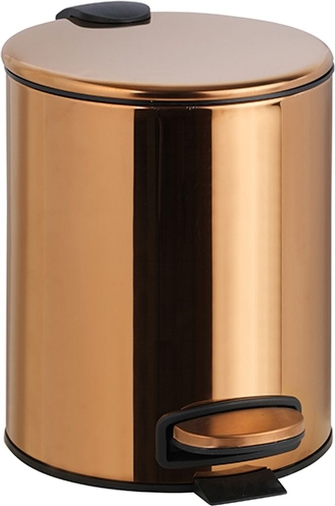 BORAL Abfalleimer Edelstahl Gold Kupfer poliert 260x205x265 mm, 5 Ltr für Bad & Küche >> Freistehend anwendbar