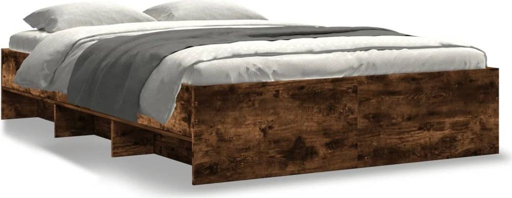 Maison Exclusive - Bettgestell Räuchereiche 135x190 cm Holzwerkstoff