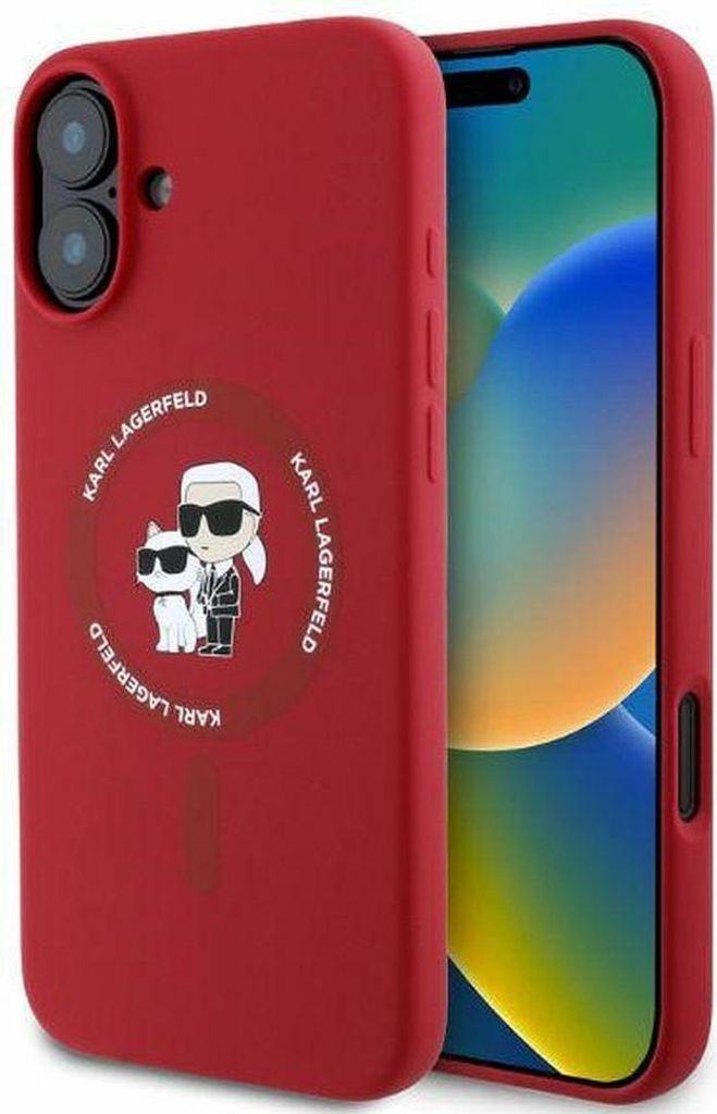 Karl Lagerfeld KLHMP16SSCMKCRHR iPhone 16 6,1" rot/rot Hardcase Silikon Karl&Choupette Ring MagSafe Schutzhülle