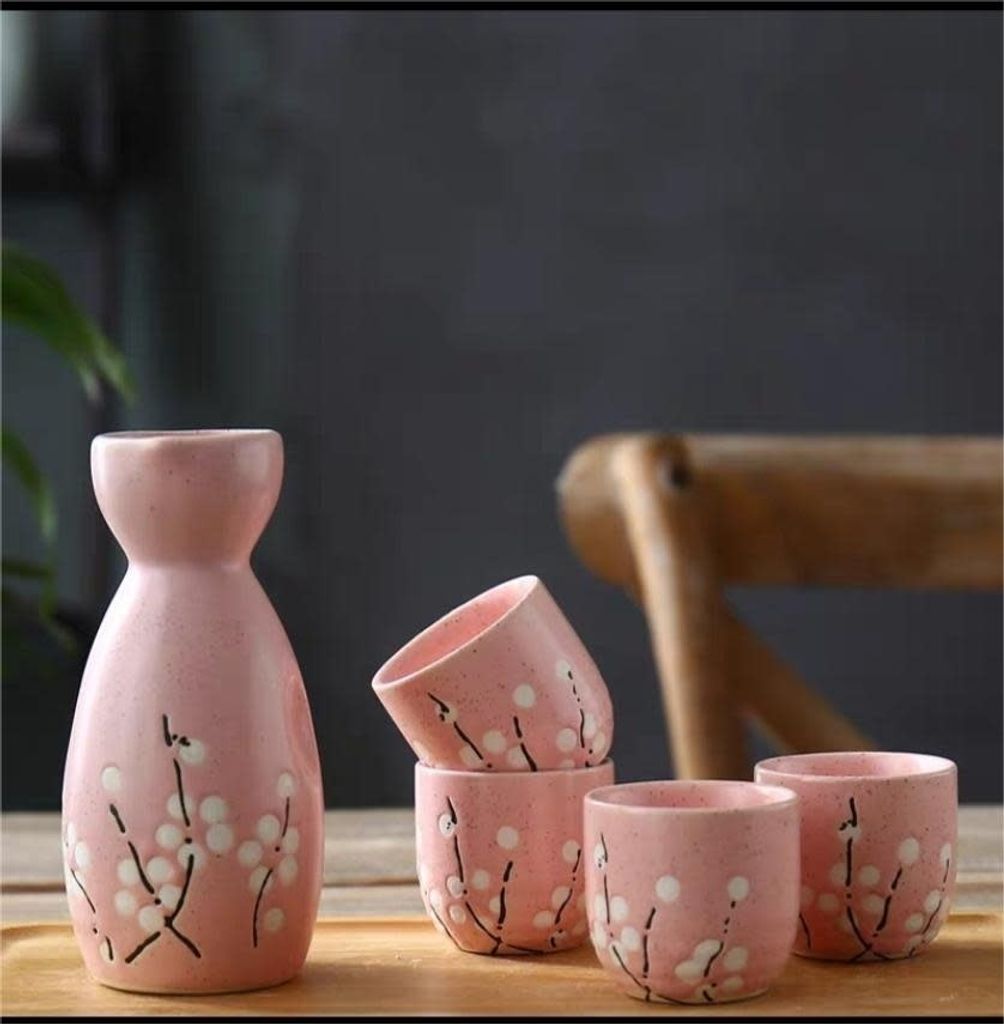 Fine Asianliving Sake Set Geschenkbox Rosa Blüten Handgemacht - Haruka Set/5