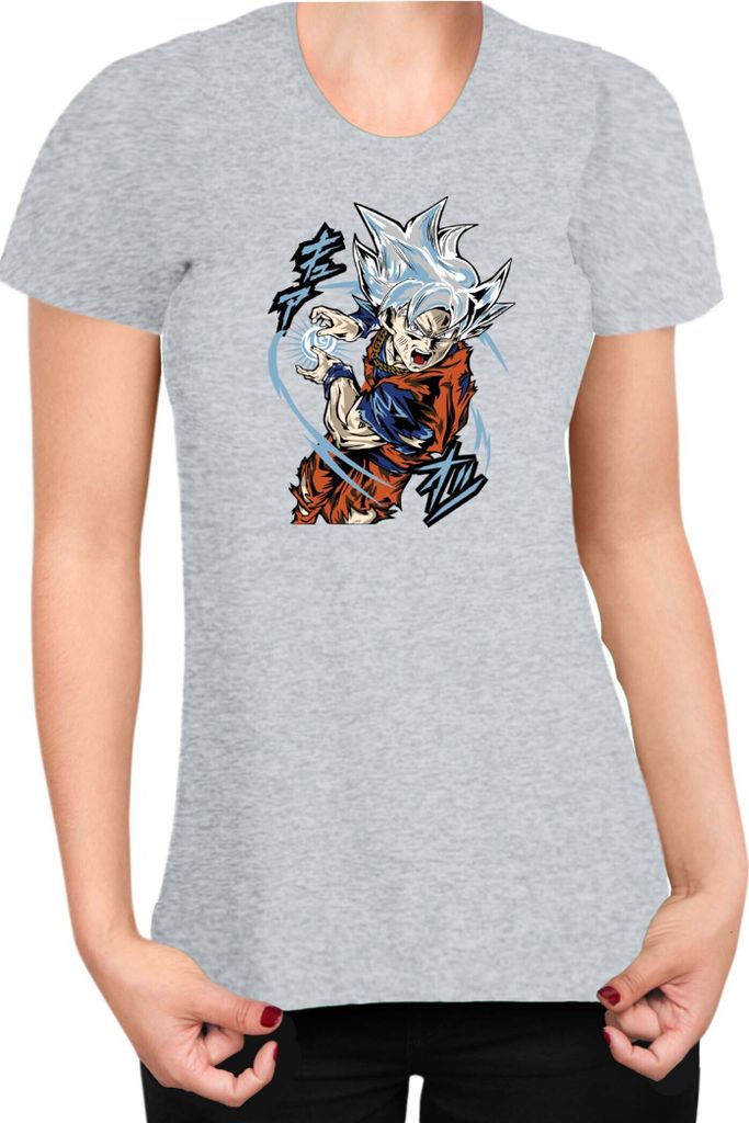 Damen T-Shirt Dragon Anime Manga Ball Z Goku 40, Lady XS / Grau