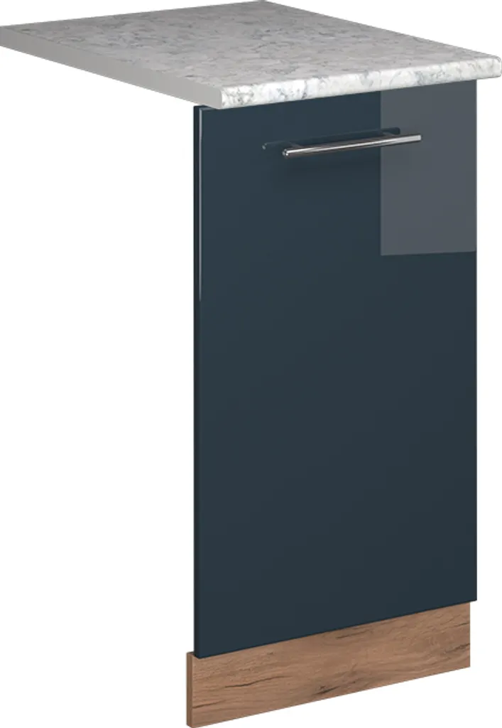 Vicco Pannello frontale della lavastoviglie Fame-Line, 45 cm , PL Marmo, Blu scuro lucido/Quercia dorata