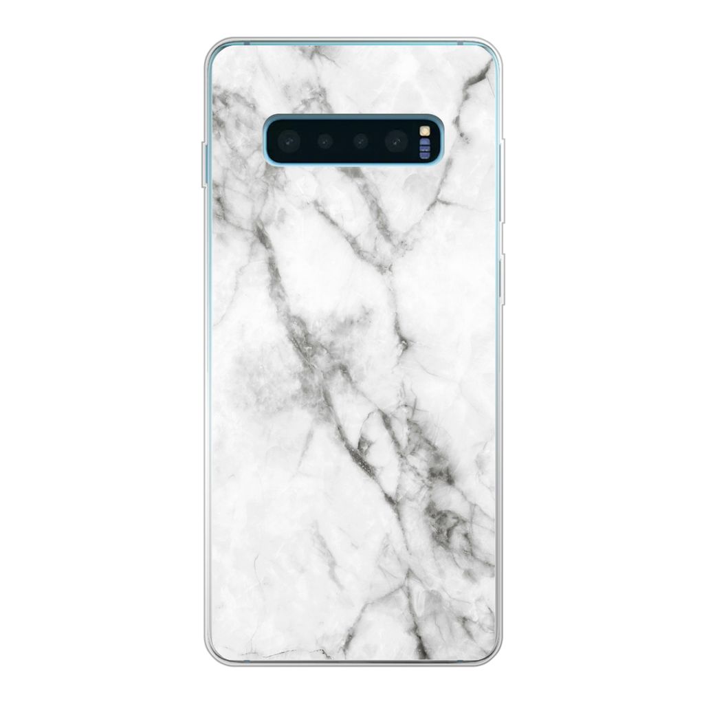 MuchoWow Handyhülle Schutzhülle Hülle für Samsung Galaxy S10 Plus Marmor - Luxus - Weiß Silikon Softcase Handy Hülle - Schutzhülle