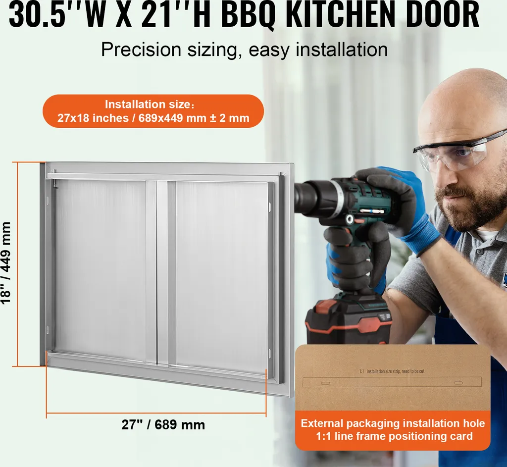 Double Porte Cuisine Extérieure Inox 774x532 mm avec Poignées Intégrées - 2