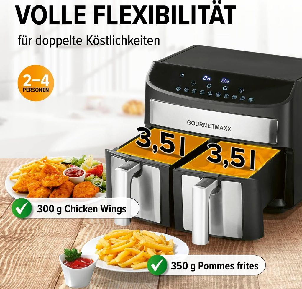 GOURMETmaxx DoppelkammerHeißluftfritteuse 7l Kaufland.de