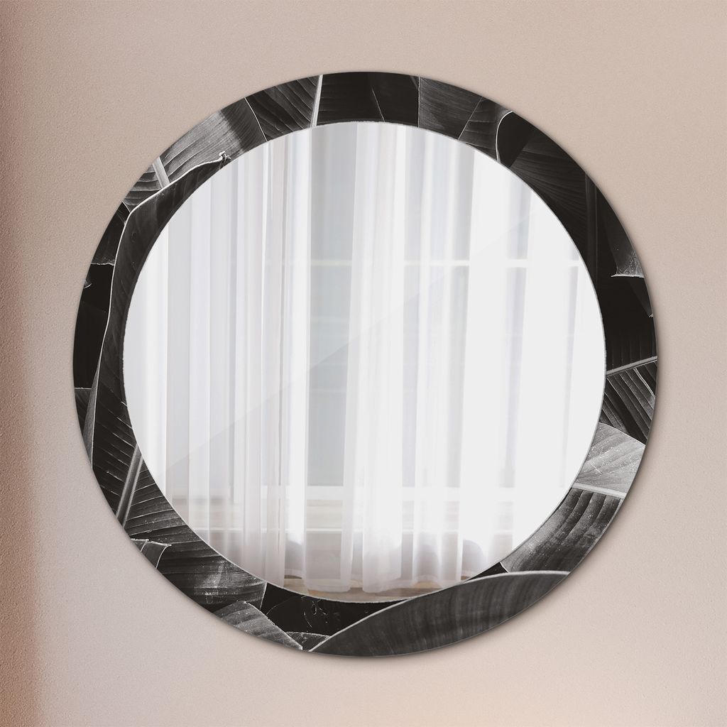Ø80cm Modern Spiegel - Wandspiegel Wandmontage- Schlafzimmer - Tropisch Palmen