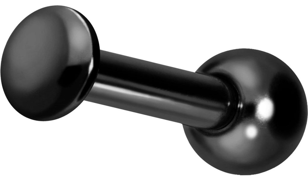 Ohrpiercing Titan Ohrpiercing mit Innengewinde FLACH Schwarz Stablänge: 8mm | Discgröße: 3mm