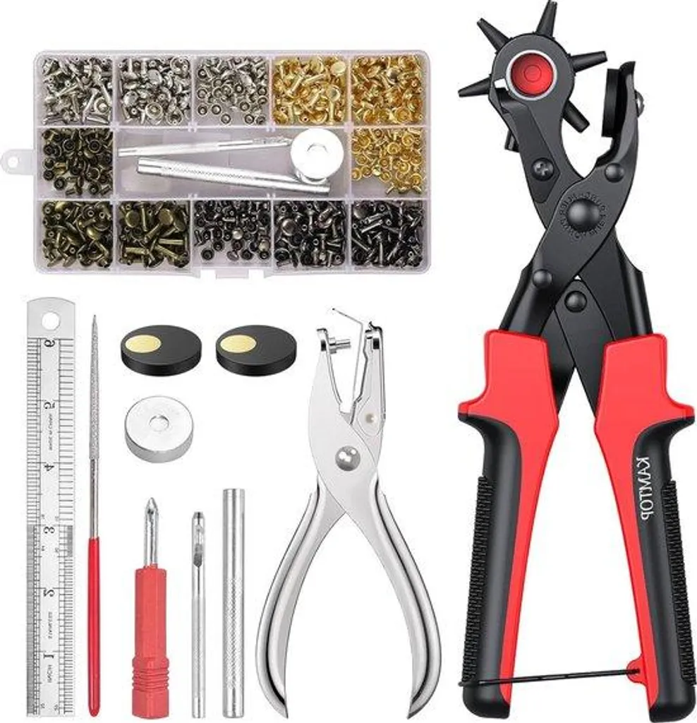 Perforateur de cuir rotatif haute résistance et coffret 240 accessoires