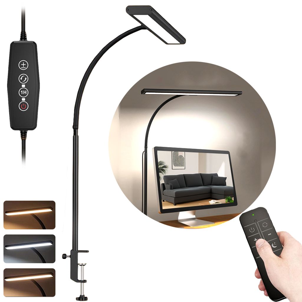 Led Klemmlampe Bett Klemmbar BxH:40x70cm, USB Augenpflege Schreibtischlampe Mit Timer, 160 LEDs, leselampe Schwanenhals Lampe mit Klemme Schreibtisch