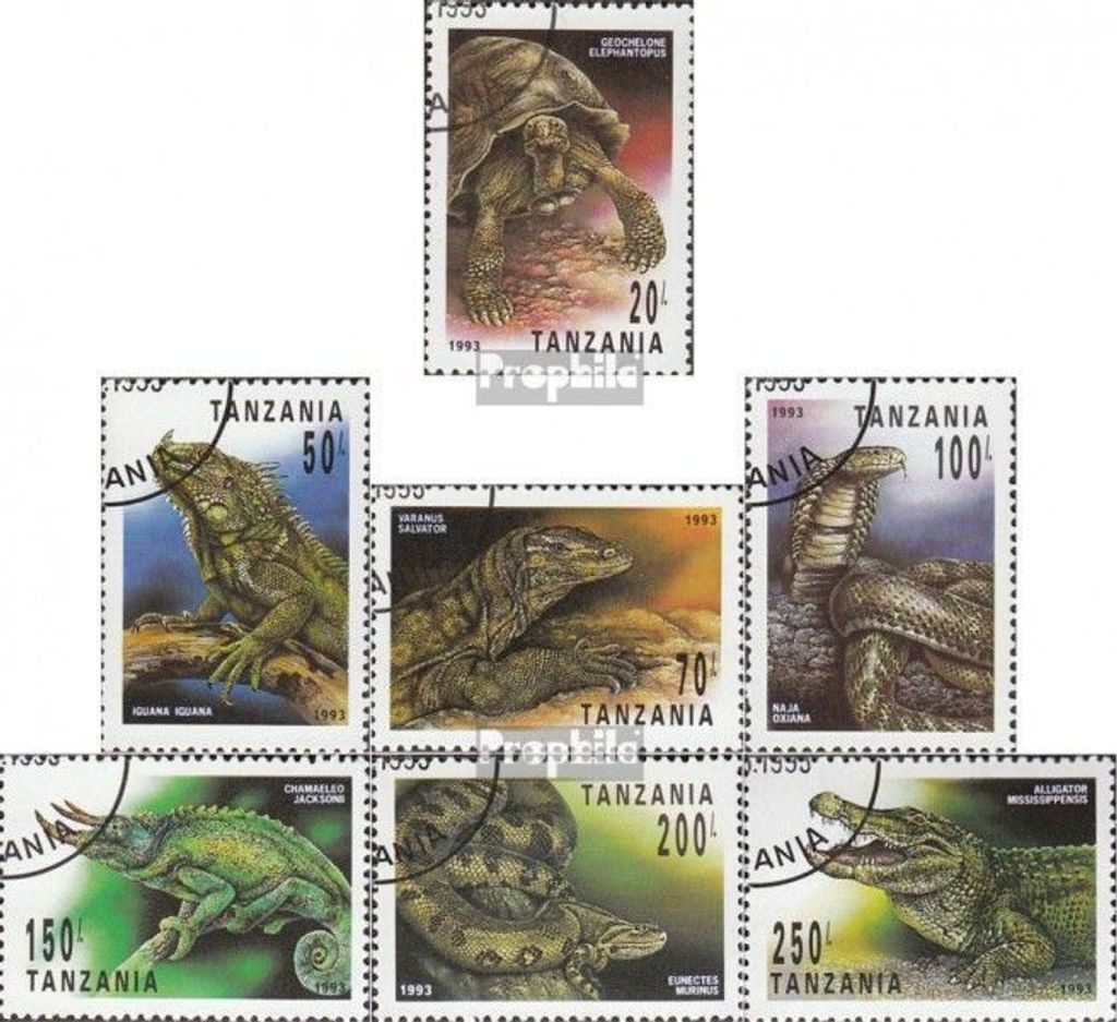 Briefmarken Tansania 1993 Mi 1503-1509 (kompl.Ausg.) gestempelt Reptilien
