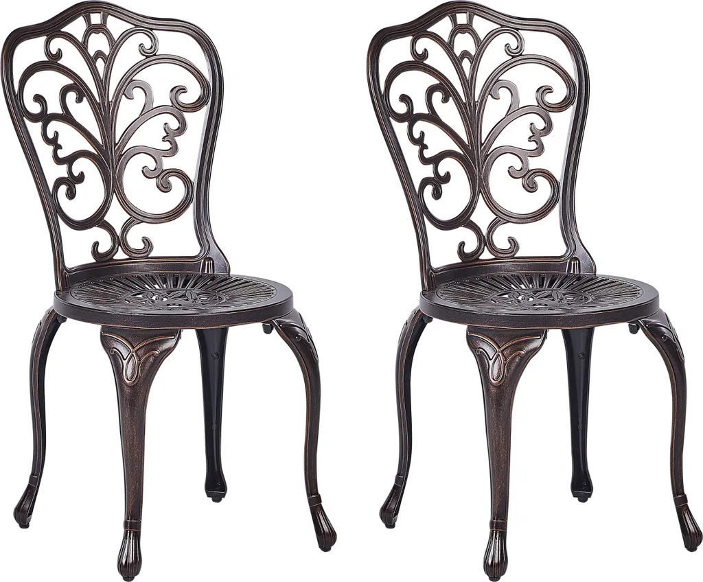 Chaises de Jardin Anti-Rouille Marron Lot de 2 en Aluminium sans Entretien