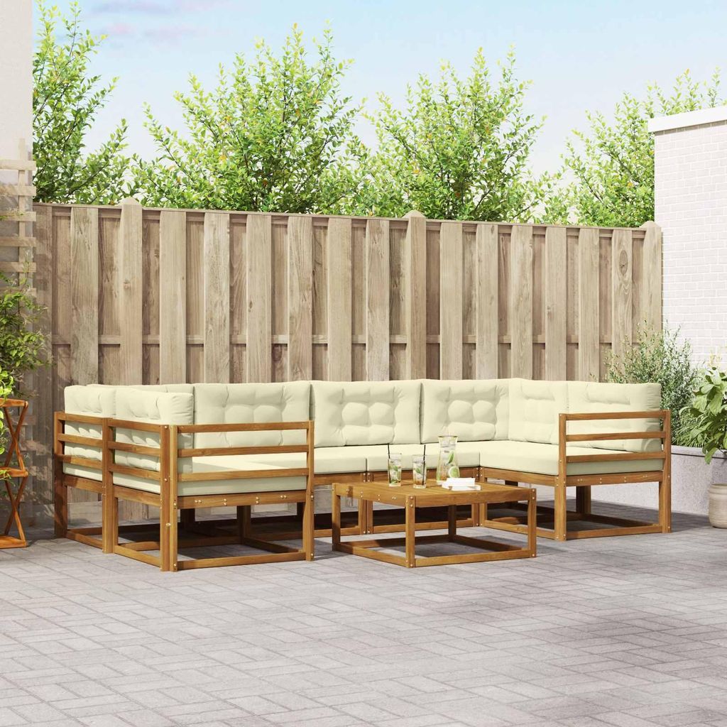 Outdoor-Sofagarnitur mit Kissen (7 pcs)- CLORIS - Natur und Creme - Gartensofas C11