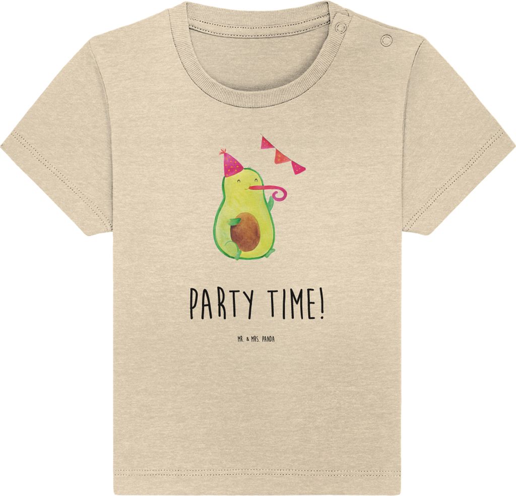 Mr. & Mrs. Panda T-Shirt Avocado Party Zeit 6. - 12. Monat - Natural Raw - Geschenk, Kleinkind Shirt, Kinder Top, Genießen, Babyshirt, Öko Baby, ...