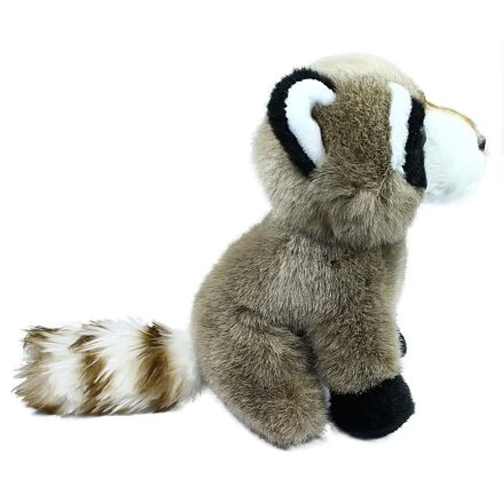 Petite peluche raton laveur 18 cm douce avec queue annelée grise - 13
