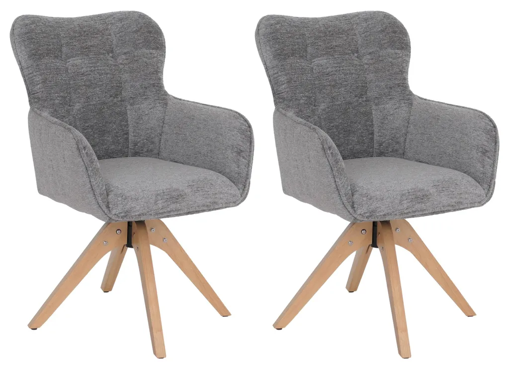 Chaise en chenille 680g/m² grise pivotante avec retour automatique bois