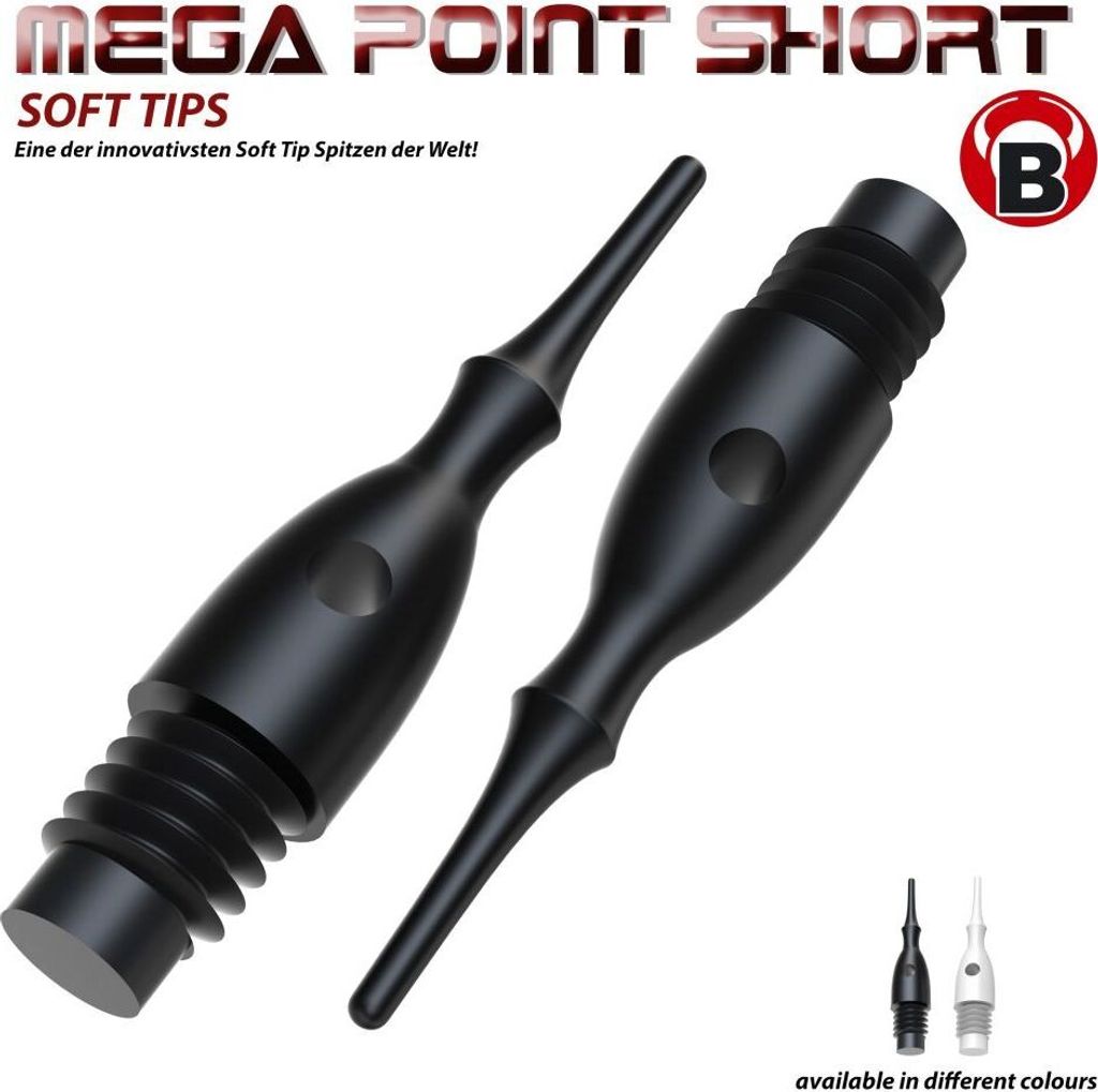 BULL'S Mega Point Tips Short 6mm(2BA) - schwarz -- 1000 Stck