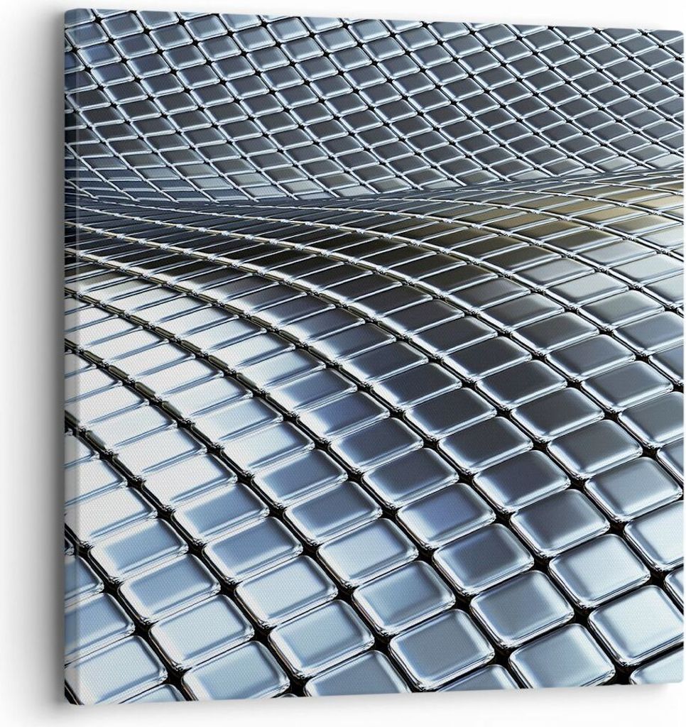 Bild auf Leinwand - Leinwandbild - Metall Matte Chrom Aluminium - 30x30cm - Wand Bild - Wanddeko - Leinwanddruck - Bilder - Kunstdruck - Wanddekora...