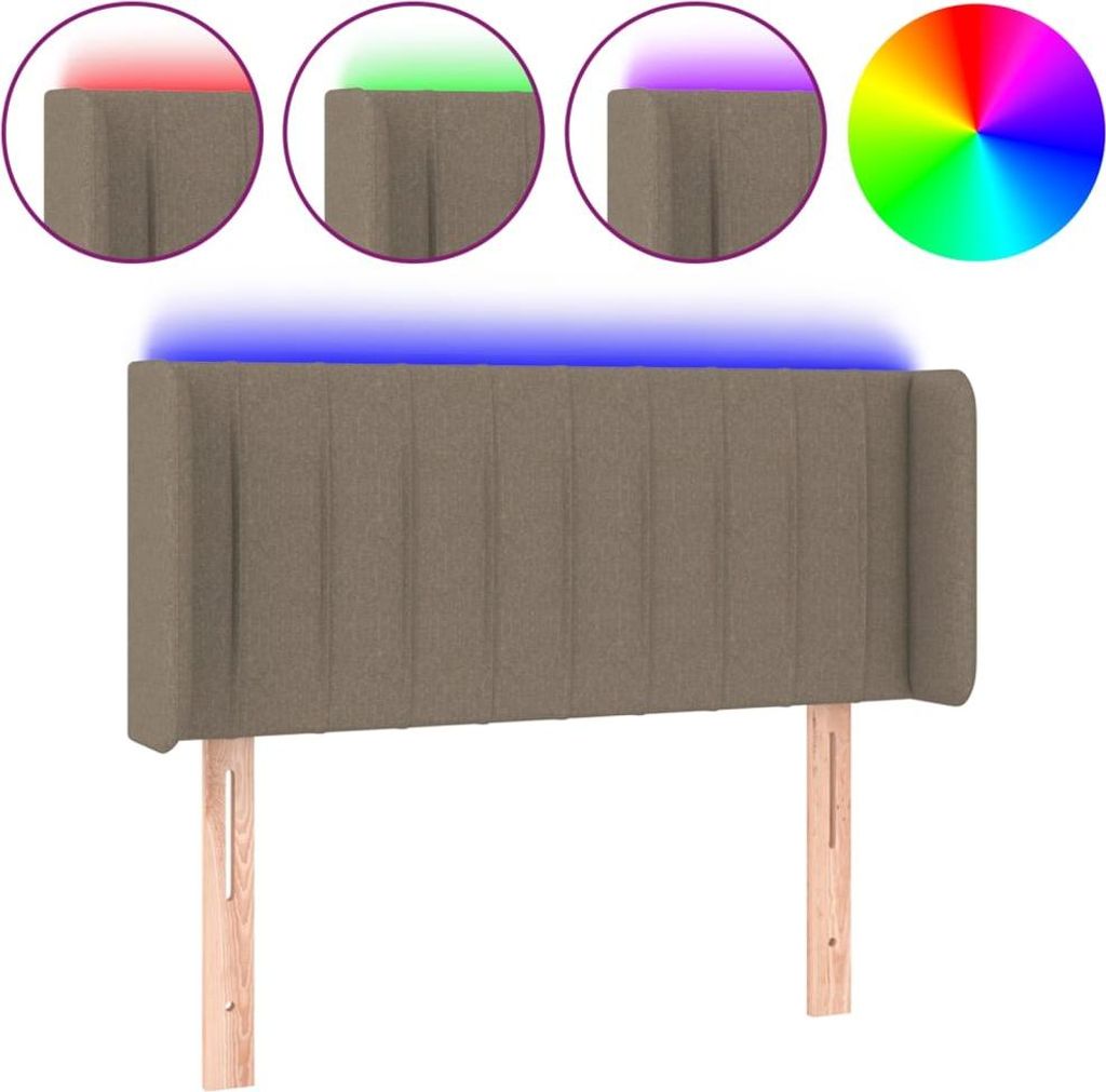 vidaXL LED Kopfteil Taupe 93x16x78/88 cm Stoff