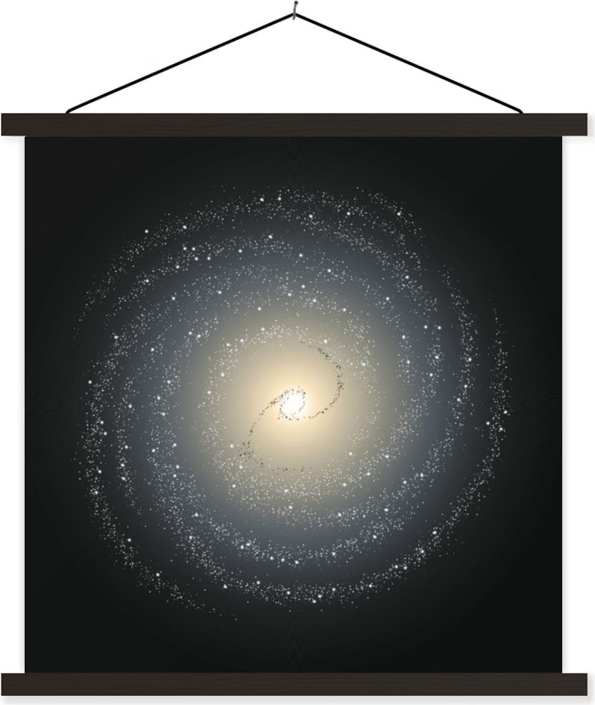 MuchoWow Textilposter Eine schwarz-gelbe Illustration der Milchstraße 120x120 cm mit schwarzem Rahmen - Aufhängungsset