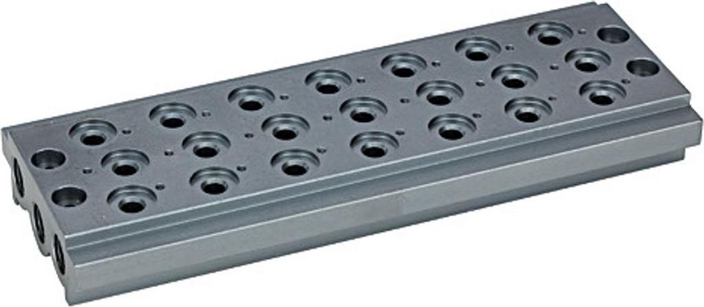 Riegler Mehrfach-Grundplatte für Wegeventile, 7 Ventilpositionen, G 1/4