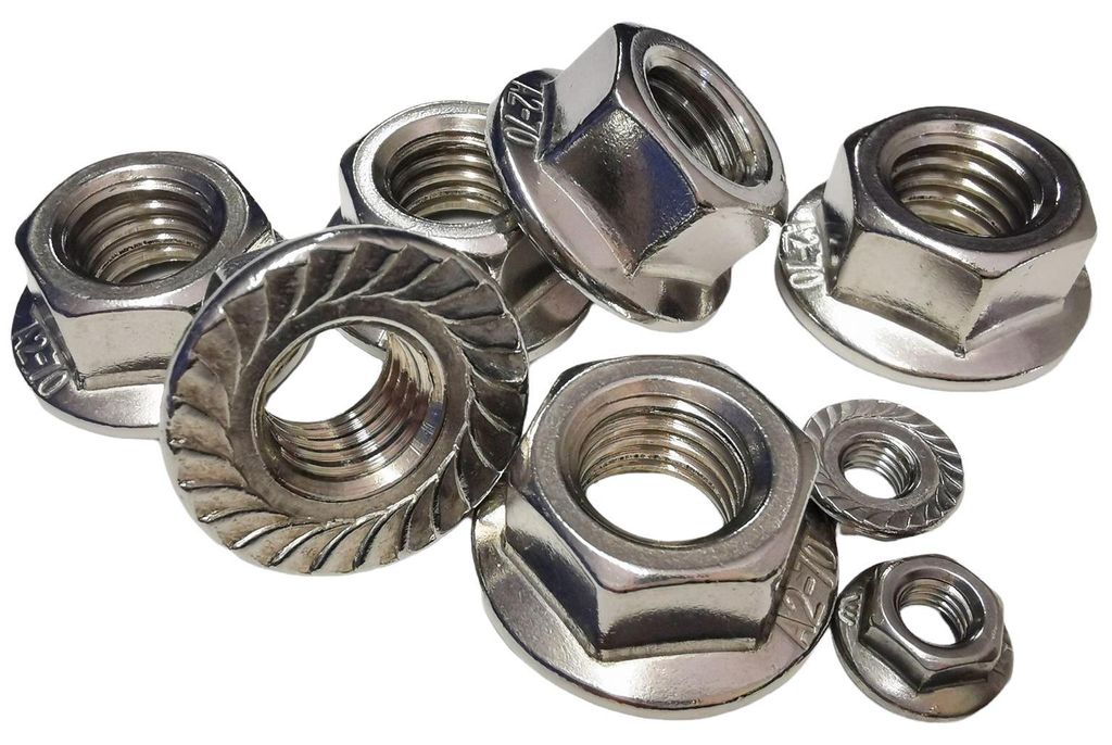 Sechskantmuttern mit Flansch und Sperrverzahnung DIN 6923 (10 Stück, M8)