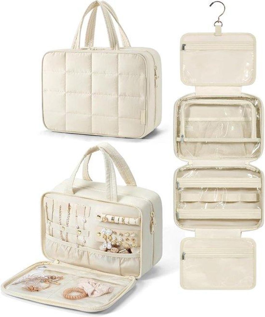 Reise-Toiletten-Tas mit Schmuckorganizer – Hängbare Reise-Tas für Toilettenartikel, geplatzte Kosmetik-Organizer-Tas, Reiseaccessoires-Essentia...