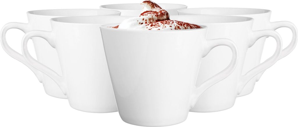 Glasmark KROSNO 1992 Maja Tassen-Set 6-teilig Kaffeetassen Teetasse aus Keramik 6-er Set Weiß 230 ml