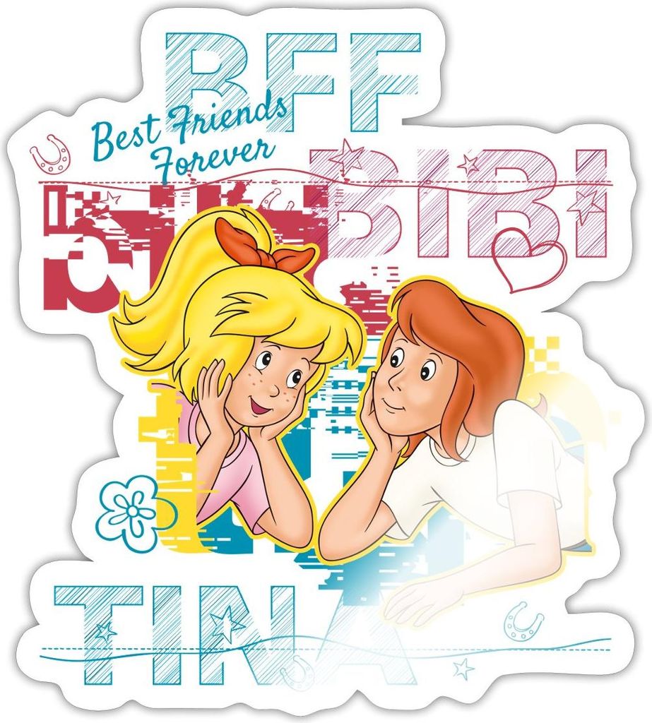Spreadshirt Bibi Und Tina Best Friends Forever Sticker Aufkleber, 10 x 10 cm, Weiß glänzend
