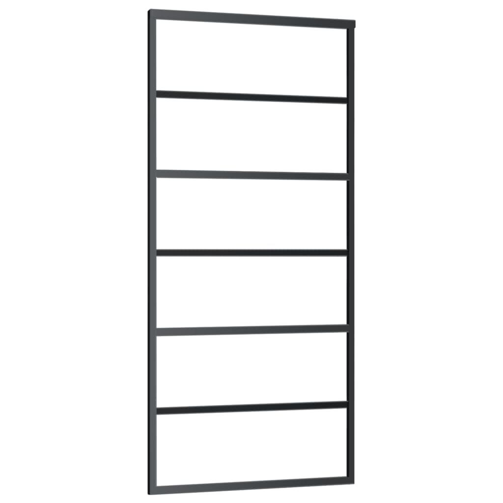 Möbel Schiebetür ESG-Glas und Aluminium 90x205 cm Schwarz - Zimmertüren CLORIS2632524