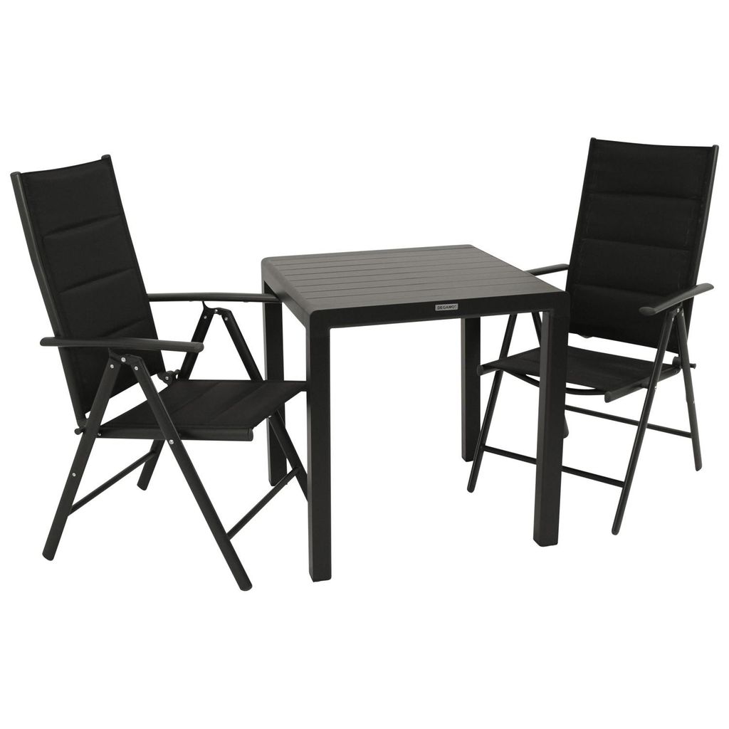 DEGAMO Gartengarnitur Biostroset PARIS 3-teilig, Aluminium anthrazit, wetterfest