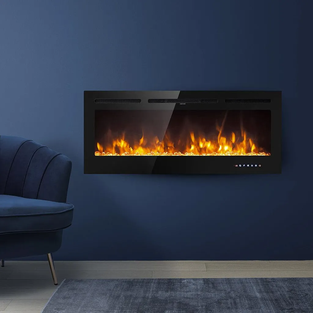 Ambiance cocooning : Cheminée électrique murale CHICAGO 101cm noire