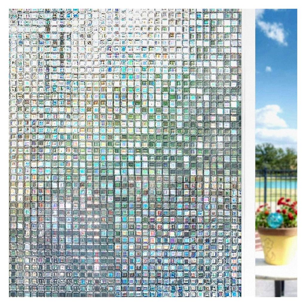 3D Fensterfolie Selbsthaftend Blickdicht Sichtschutzfolie Bunt Regenbogen Statisch Dekorfolie für Privatsphäre mit Rakel und Handmesser (Transpar...