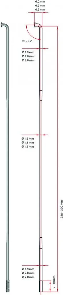 Rayons robustes et légers DT Swiss Competition 220 mm en inox gris