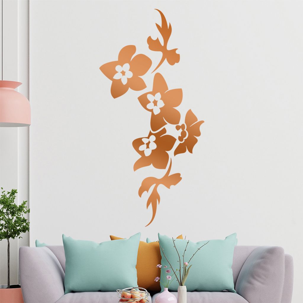 Blumen - Linien Wandtattoo in 6 Größen - Wandaufkleber Wall Sticker - Dekoration, Küche, Wohnzimmer, Schlafzimmer, Badezimmer
