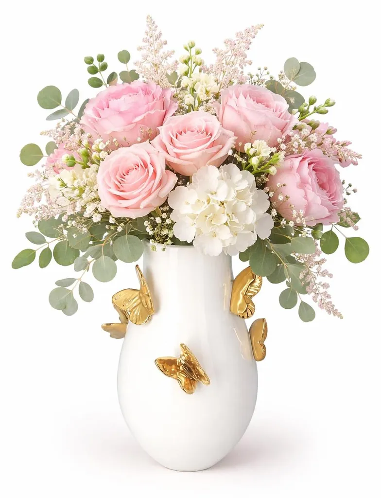 Vase blanc et or chic 34 cm : la solution pour un intérieur raffiné