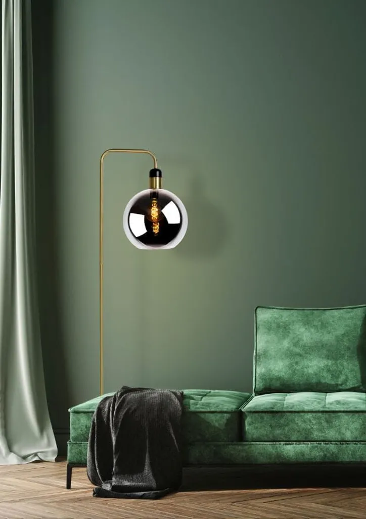 Lampadaire Globe en Verre Fumé Julius E27 pour Salon et Chambre Chic